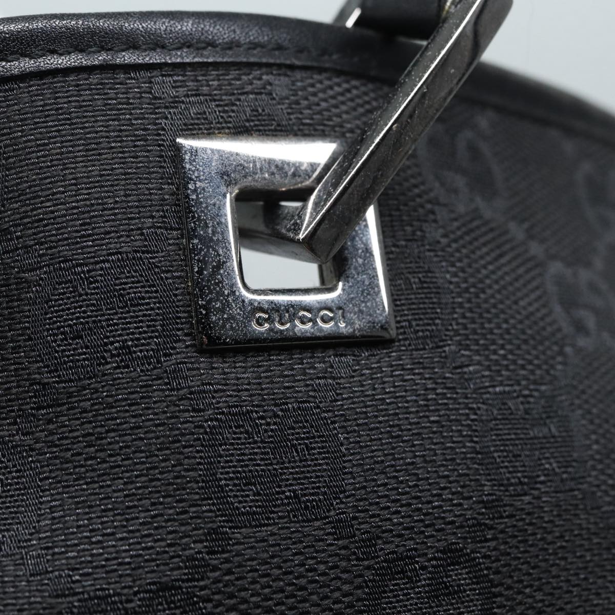 GUCCI GG Canvas Tote Bag Silver Black 31243 Auth 84661