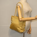 PRADA Tote Bag Nylon Yellow Silver Auth 84670-23