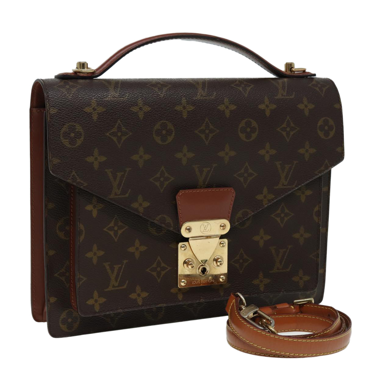 LOUIS VUITTON Monogram Monceau 28 Hand Bag 2way M51185 LV Auth 84700