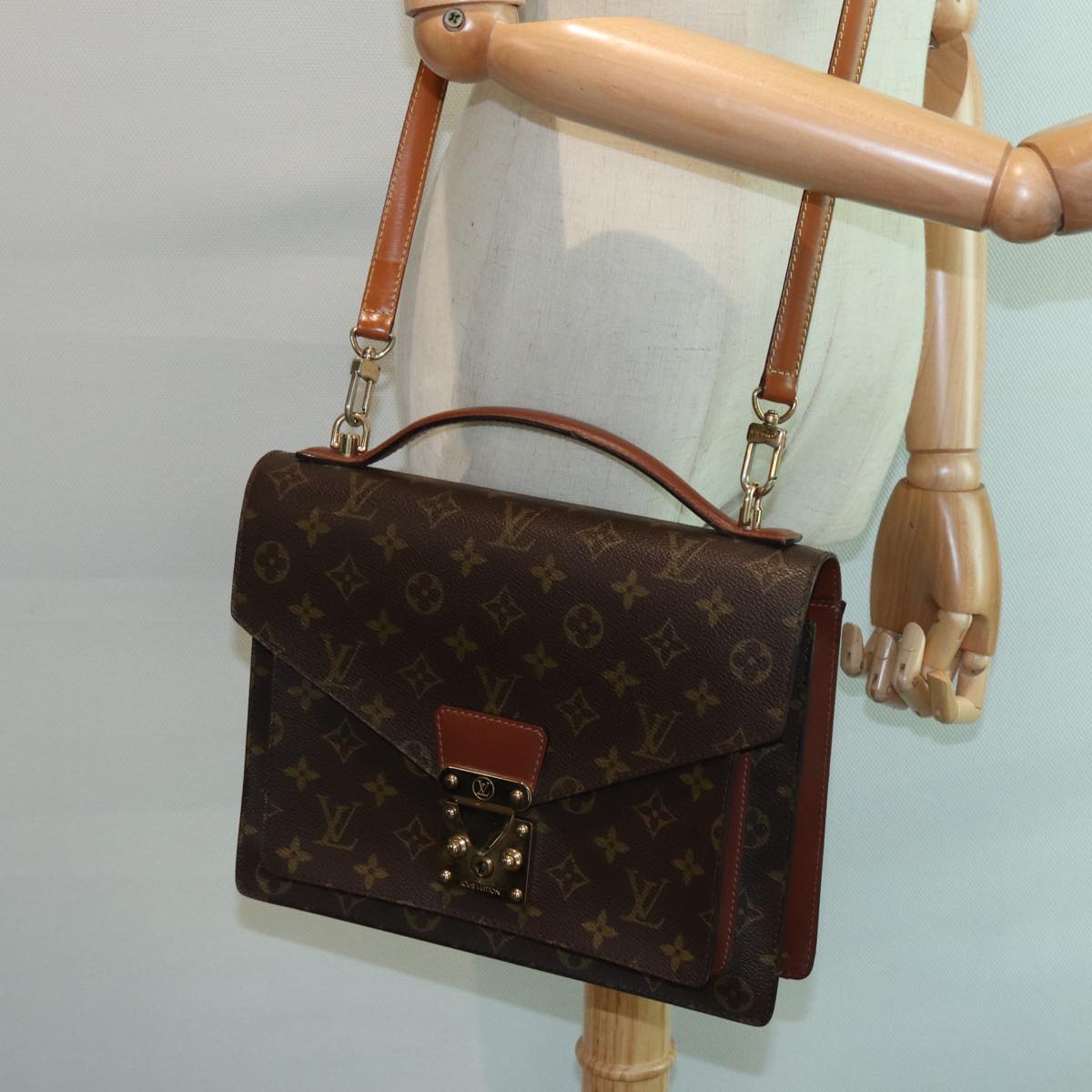 LOUIS VUITTON Monogram Monceau 28 Hand Bag 2way M51185 LV Auth 84700