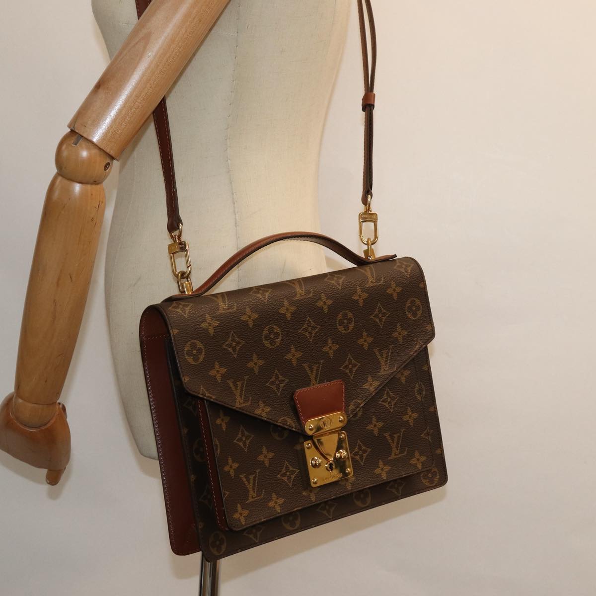 LOUIS VUITTON Monogram Monceau 28 Hand Bag 2way M51185 LV Auth 84701A