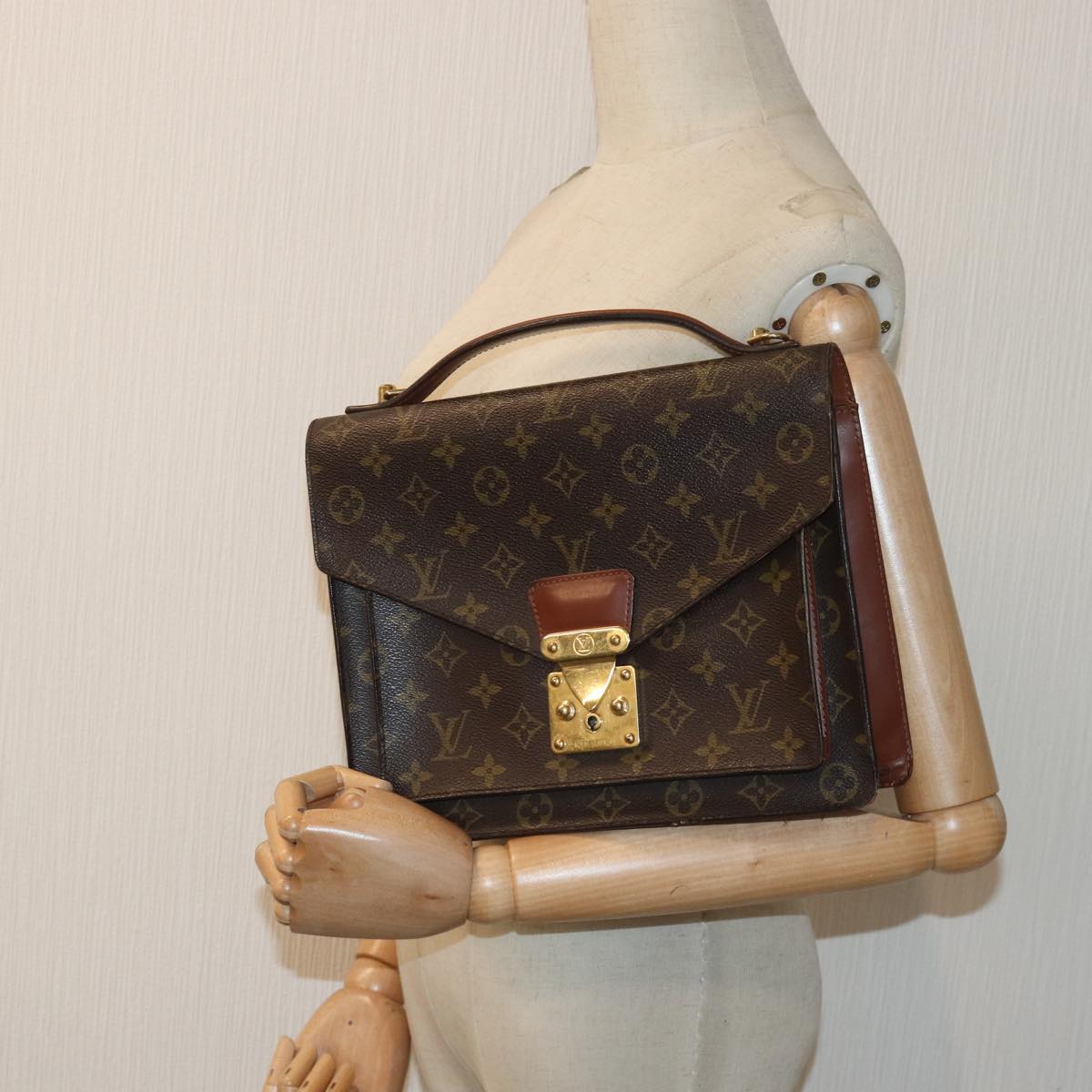 LOUIS VUITTON Monogram Monceau 28 Hand Bag 2way M51185 LV Auth 84702