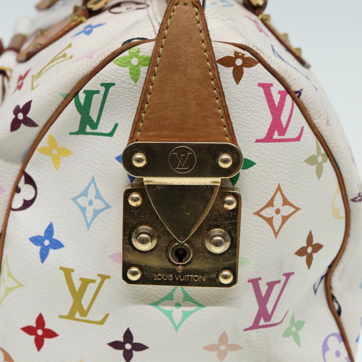 LOUIS VUITTON Monogram Multicolor Speedy 30 Hand Bag White M92643 LV Auth 84714