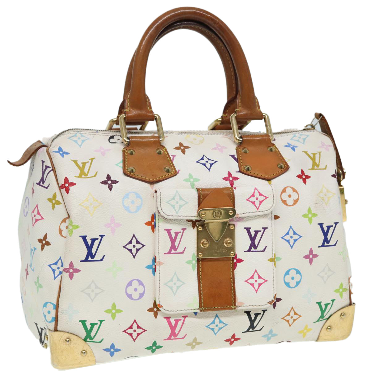 LOUIS VUITTON Monogram Multicolor Speedy 30 Hand Bag White M92643 LV Auth 84714