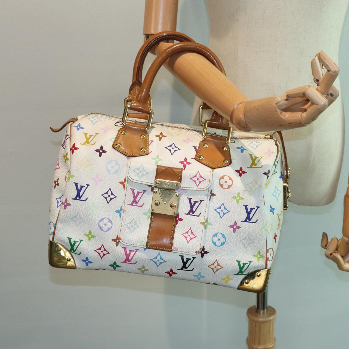 LOUIS VUITTON Monogram Multicolor Speedy 30 Hand Bag White M92643 LV Auth 84714