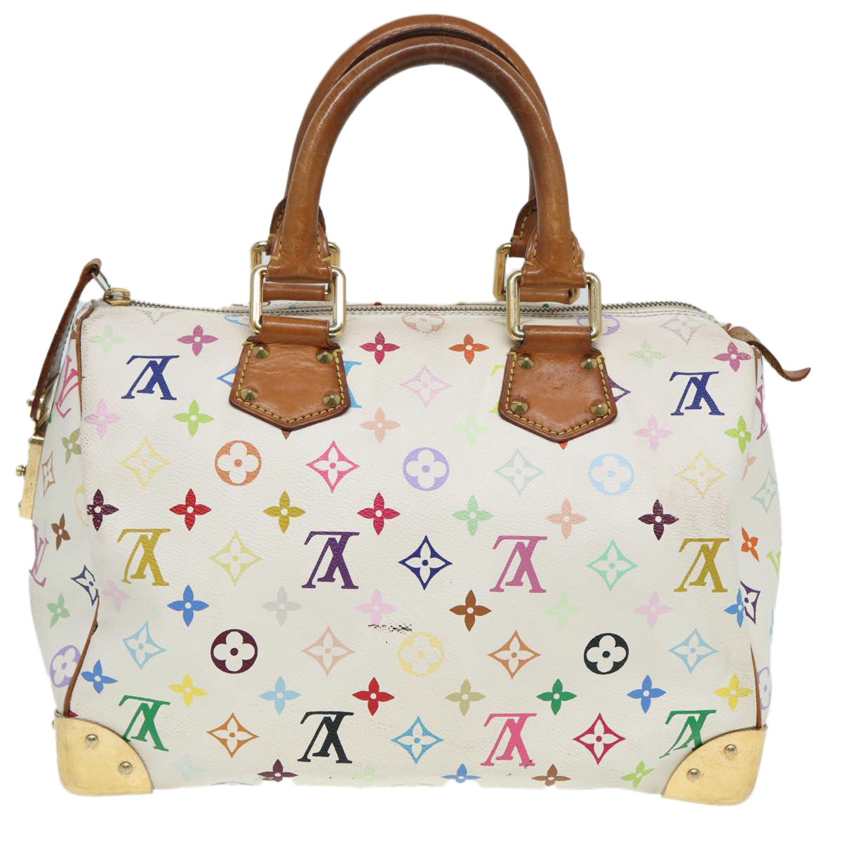 LOUIS VUITTON Monogram Multicolor Speedy 30 Hand Bag White M92643 LV Auth 84714