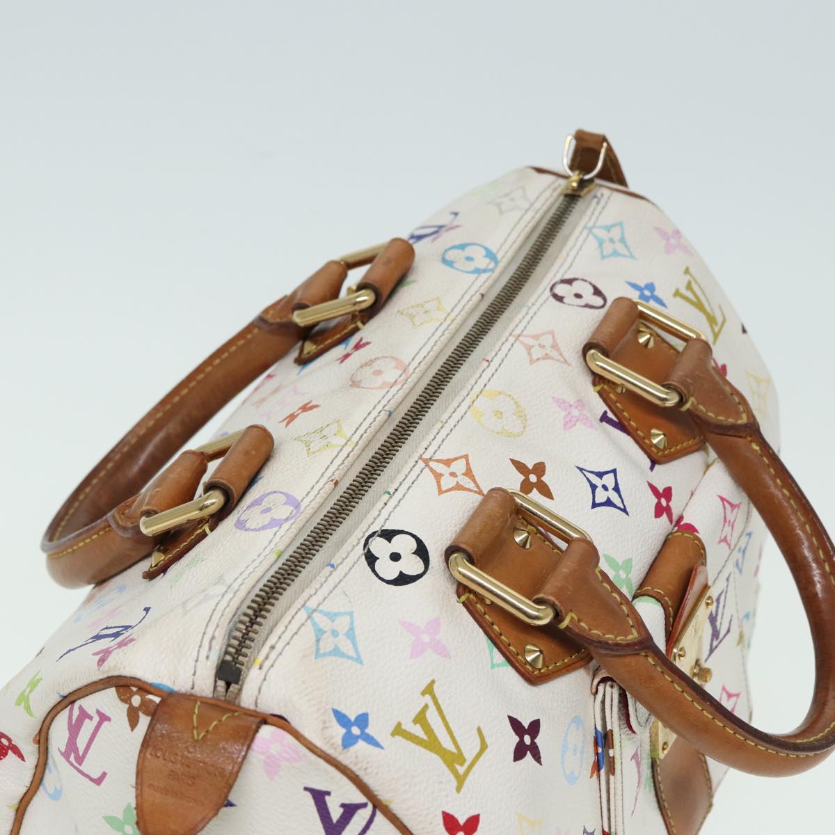 LOUIS VUITTON Monogram Multicolor Speedy 30 Hand Bag White M92643 LV Auth 84714