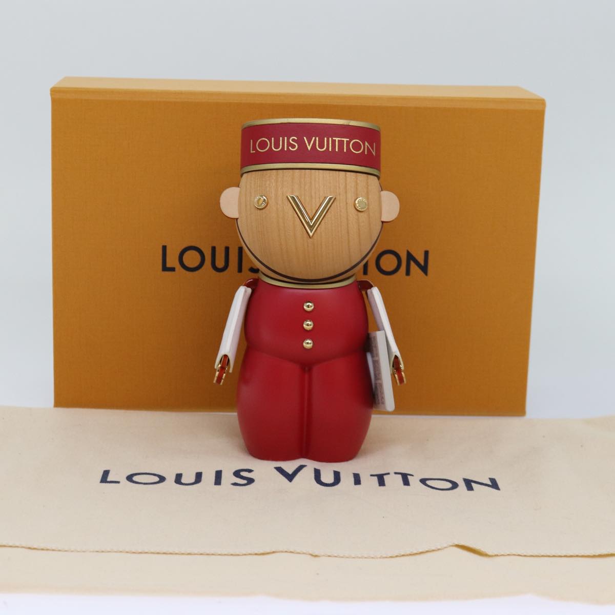 LOUIS VUITTON Vivienne Gaston Porter Bellboy Object Wood Red GI0483 Auth 84715S