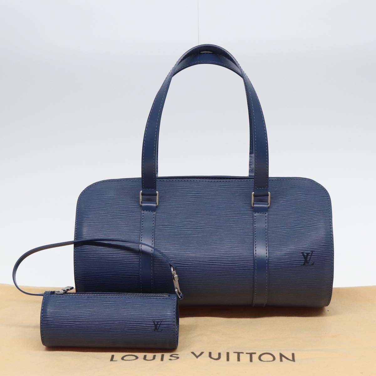 LOUIS VUITTON Epi Soufflot Hand Bag Blue Myrtille M5222G LV Auth 84728A