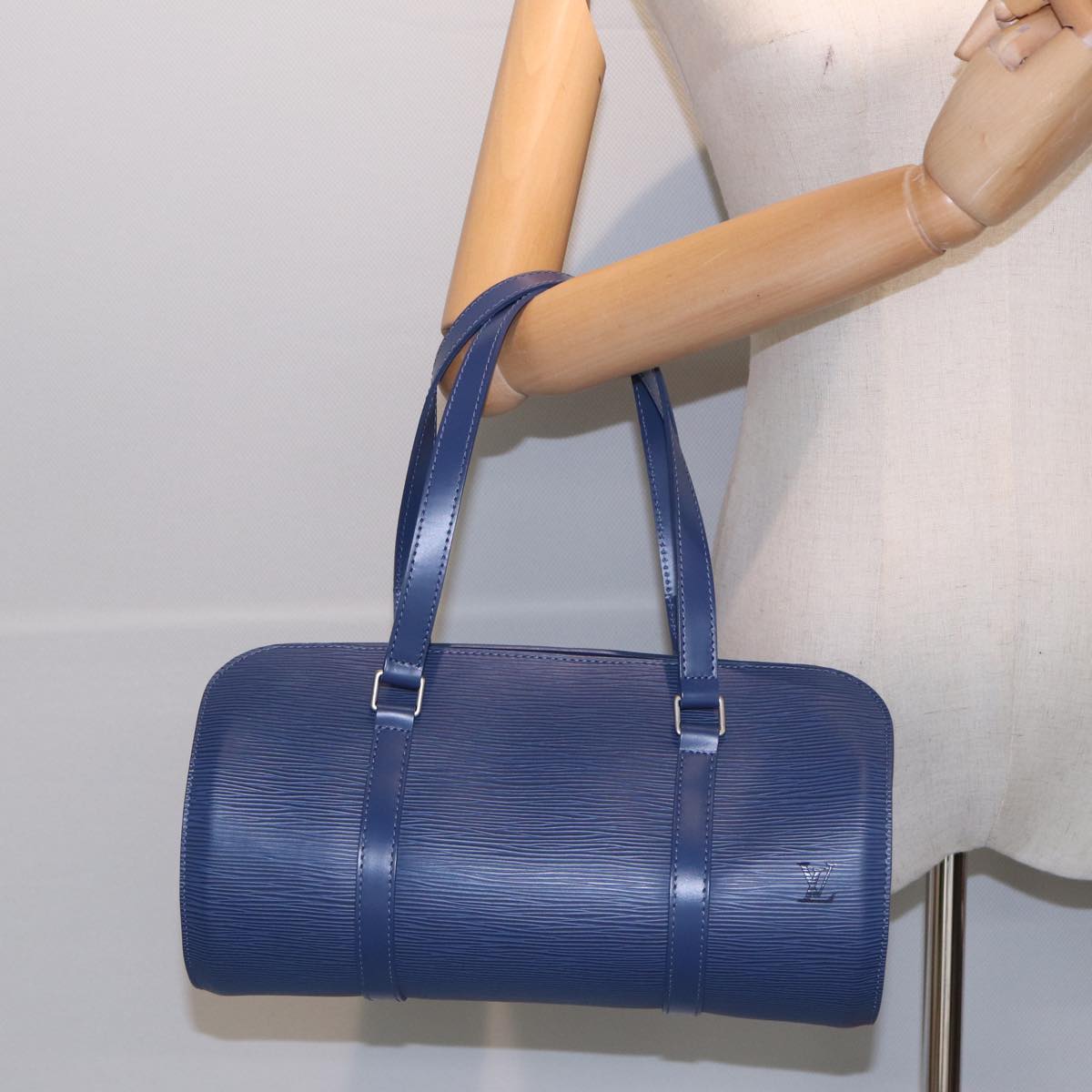 LOUIS VUITTON Epi Soufflot Hand Bag Blue Myrtille M5222G LV Auth 84728A