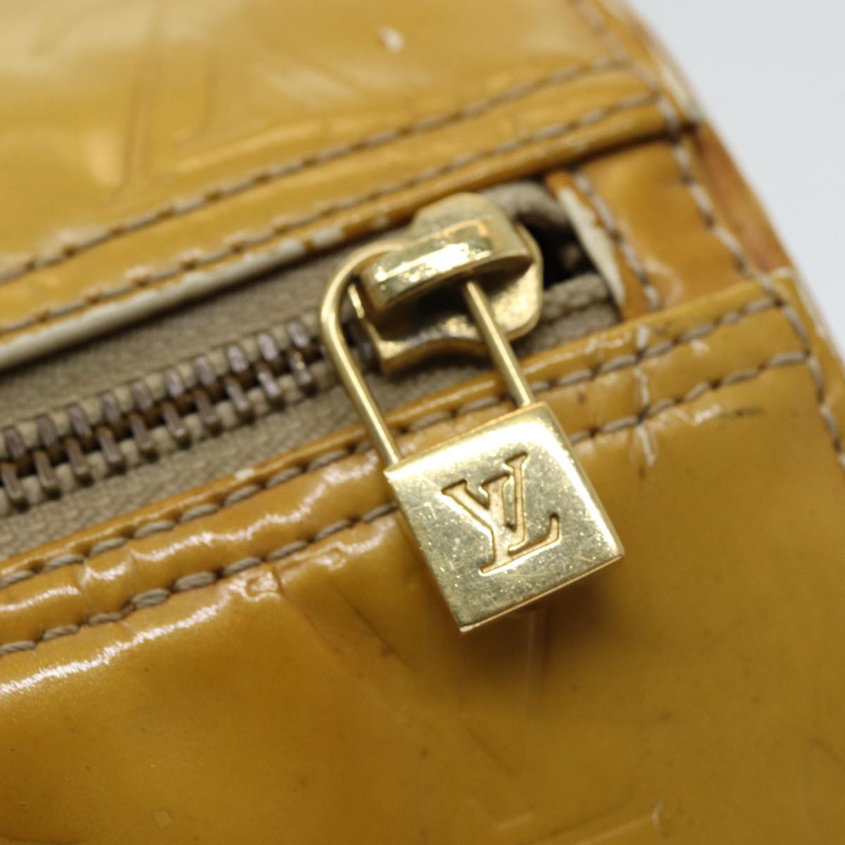 LOUIS VUITTON Monogram Vernis Bedford Hand Bag Beige M91006 LV Auth 84732