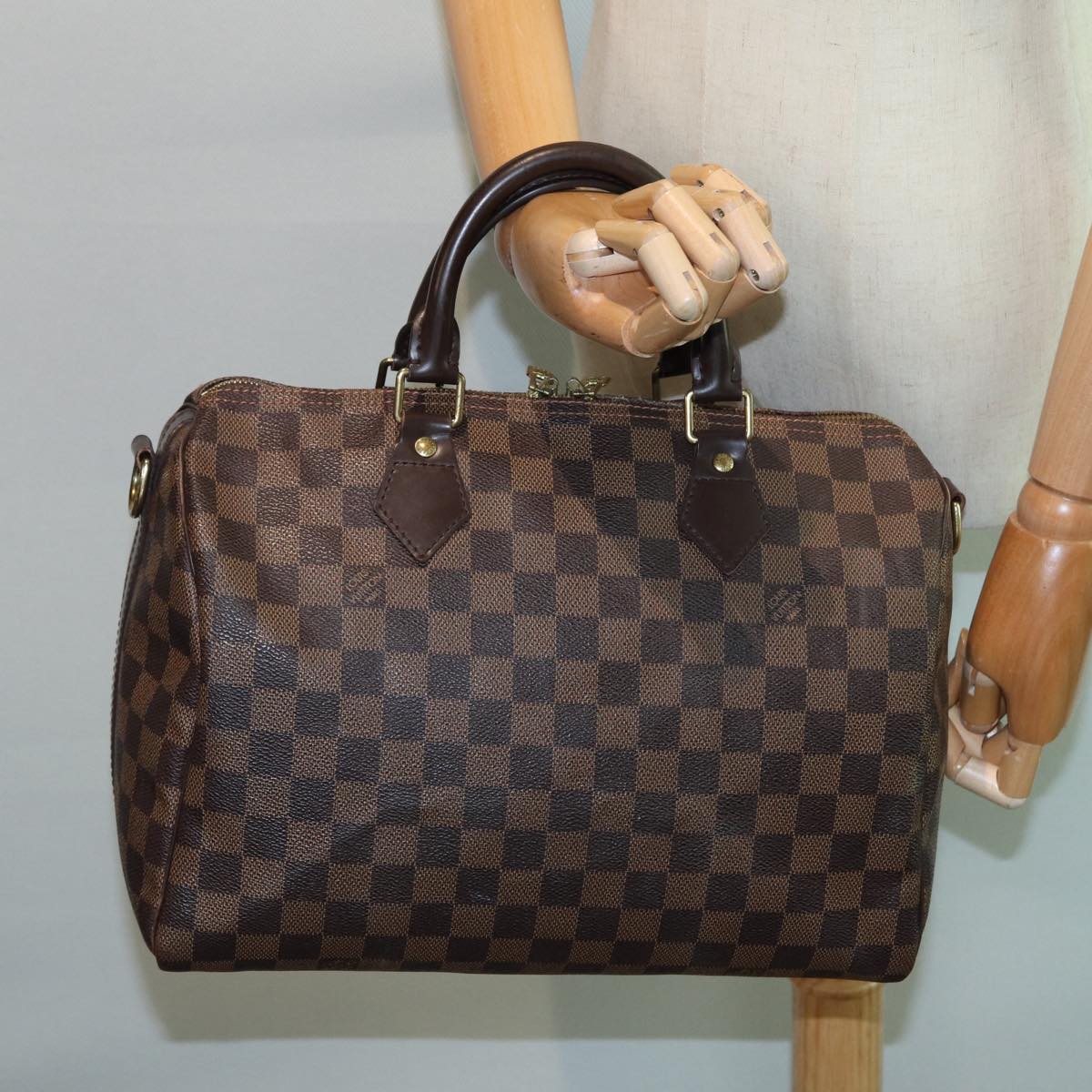 LOUIS VUITTON Damier Ebene Speedy Bandouliere30 Hand Bag N41367 LV Auth 84744