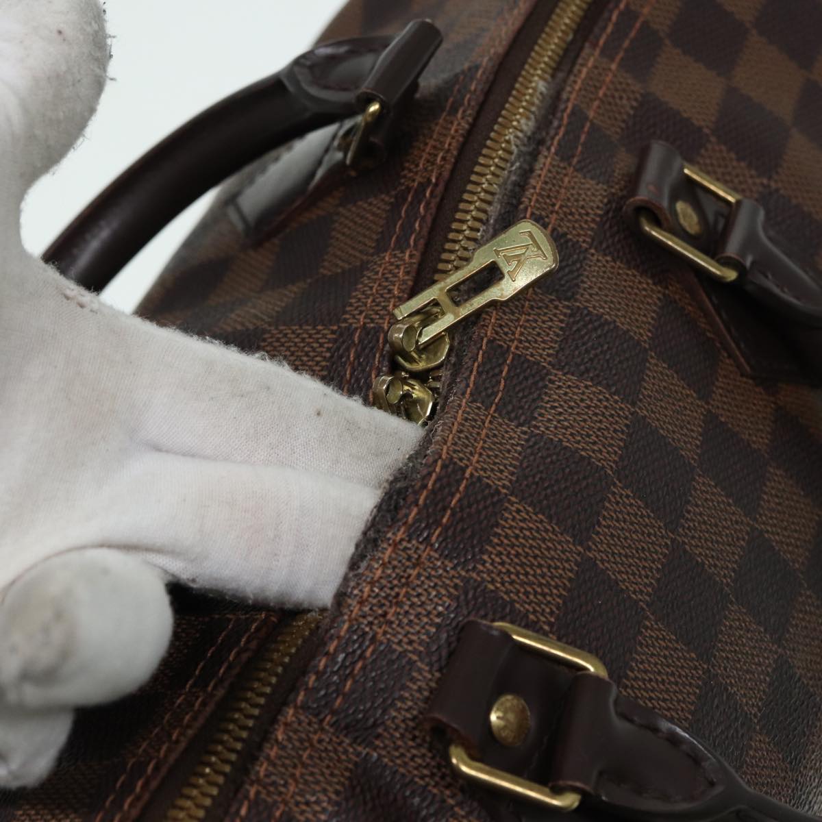 LOUIS VUITTON Damier Ebene Speedy Bandouliere30 Hand Bag N41367 LV Auth 84744