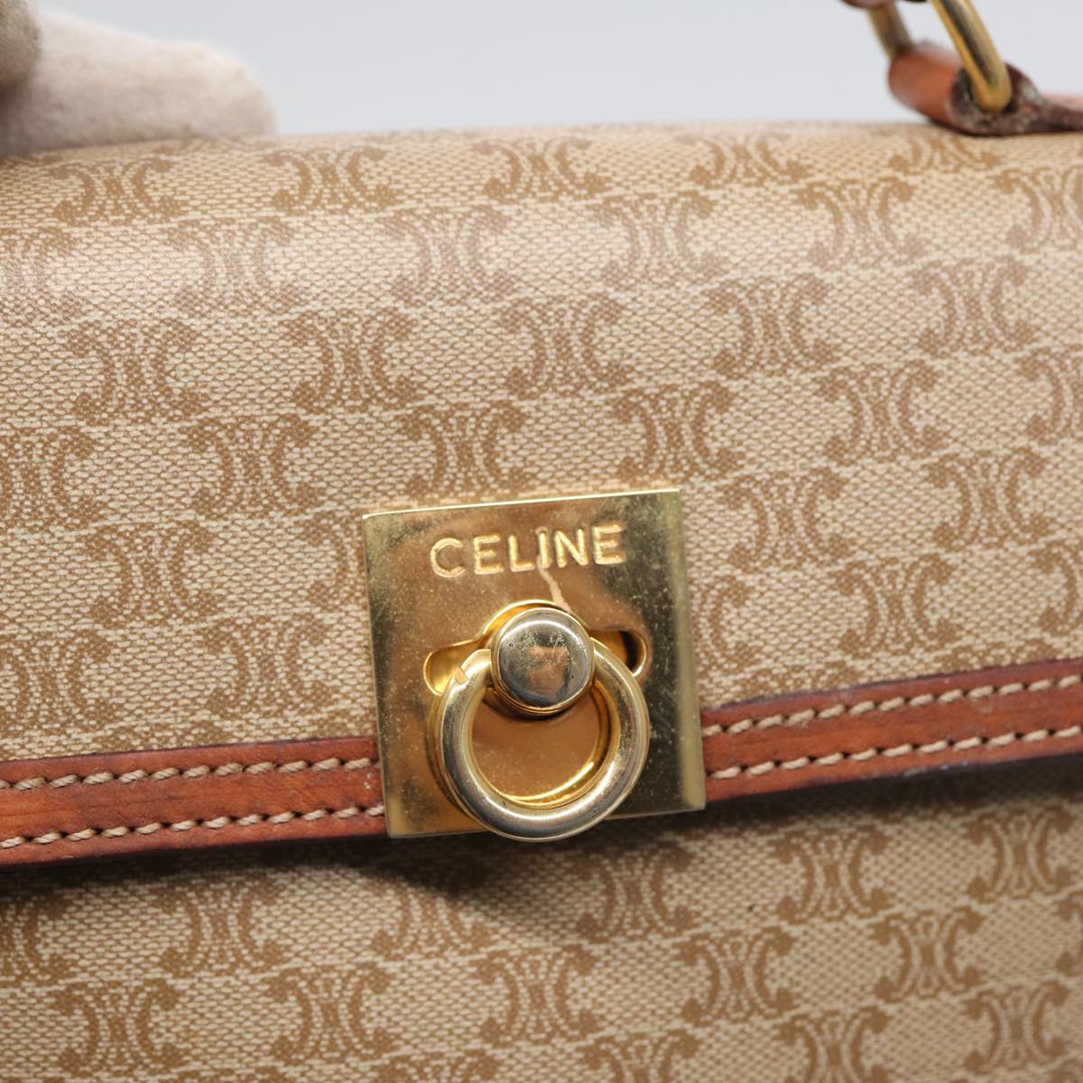 CELINE Macadam Canvas Hand Bag 2way Beige Auth 84755