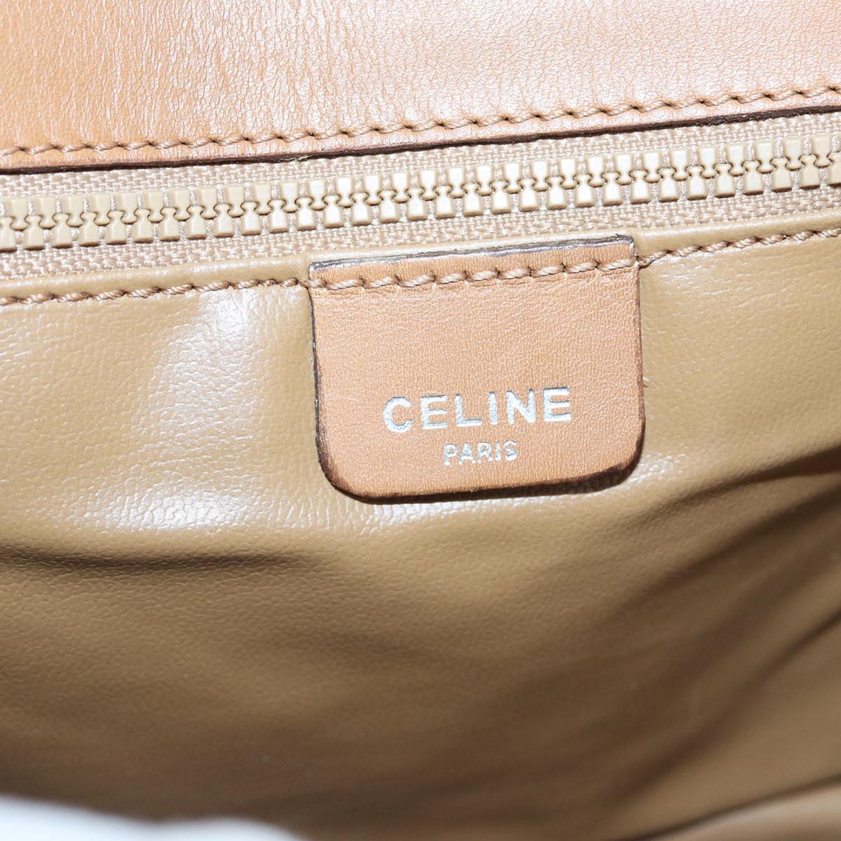 CELINE Macadam Canvas Shoulder Bag Beige Auth 84757