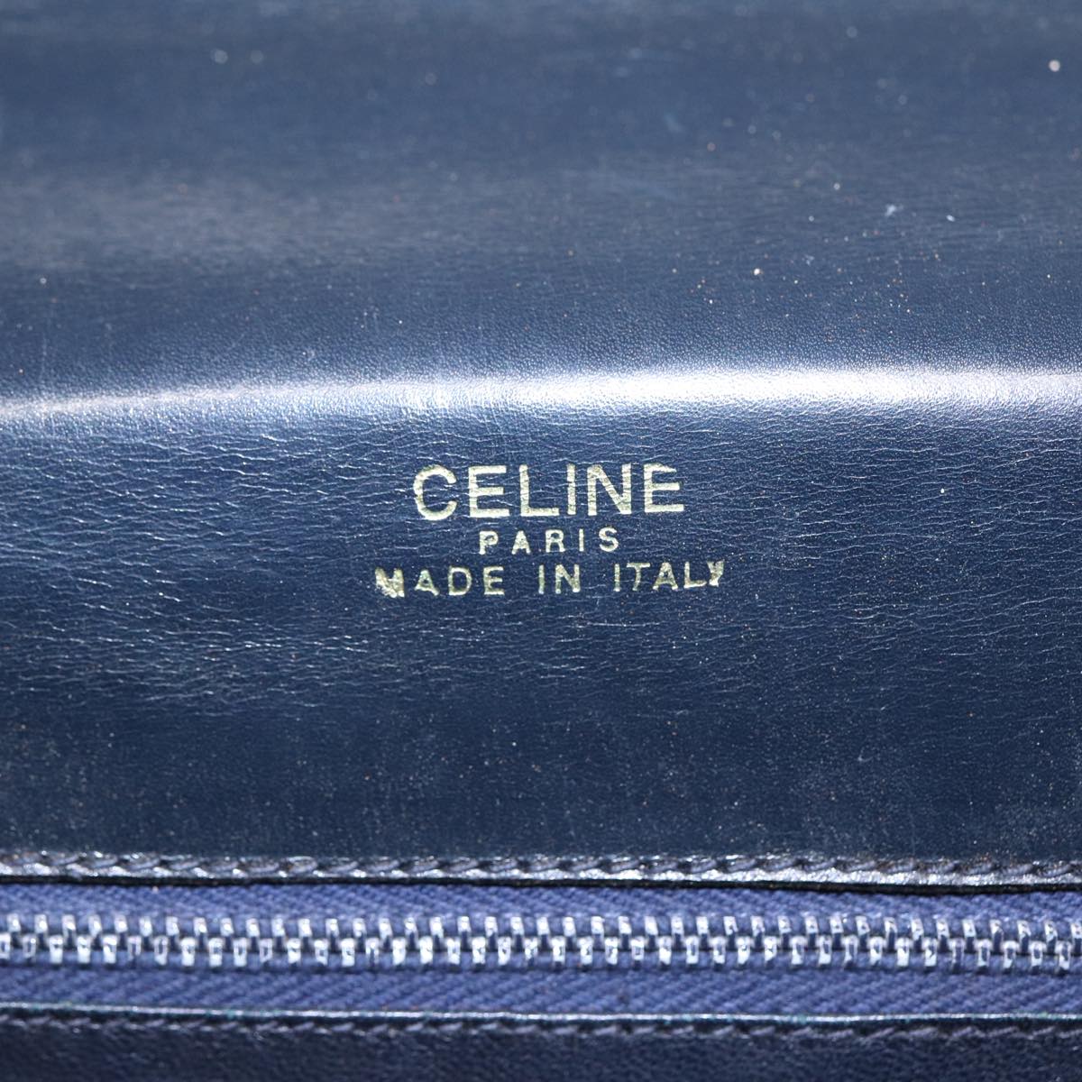 CELINE Shoulder Bag Leather Navy Auth 84758