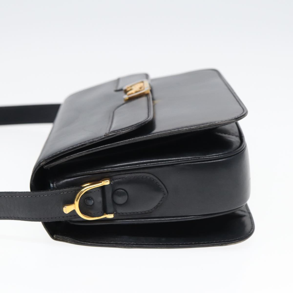 CELINE Shoulder Bag Leather Navy Auth 84758