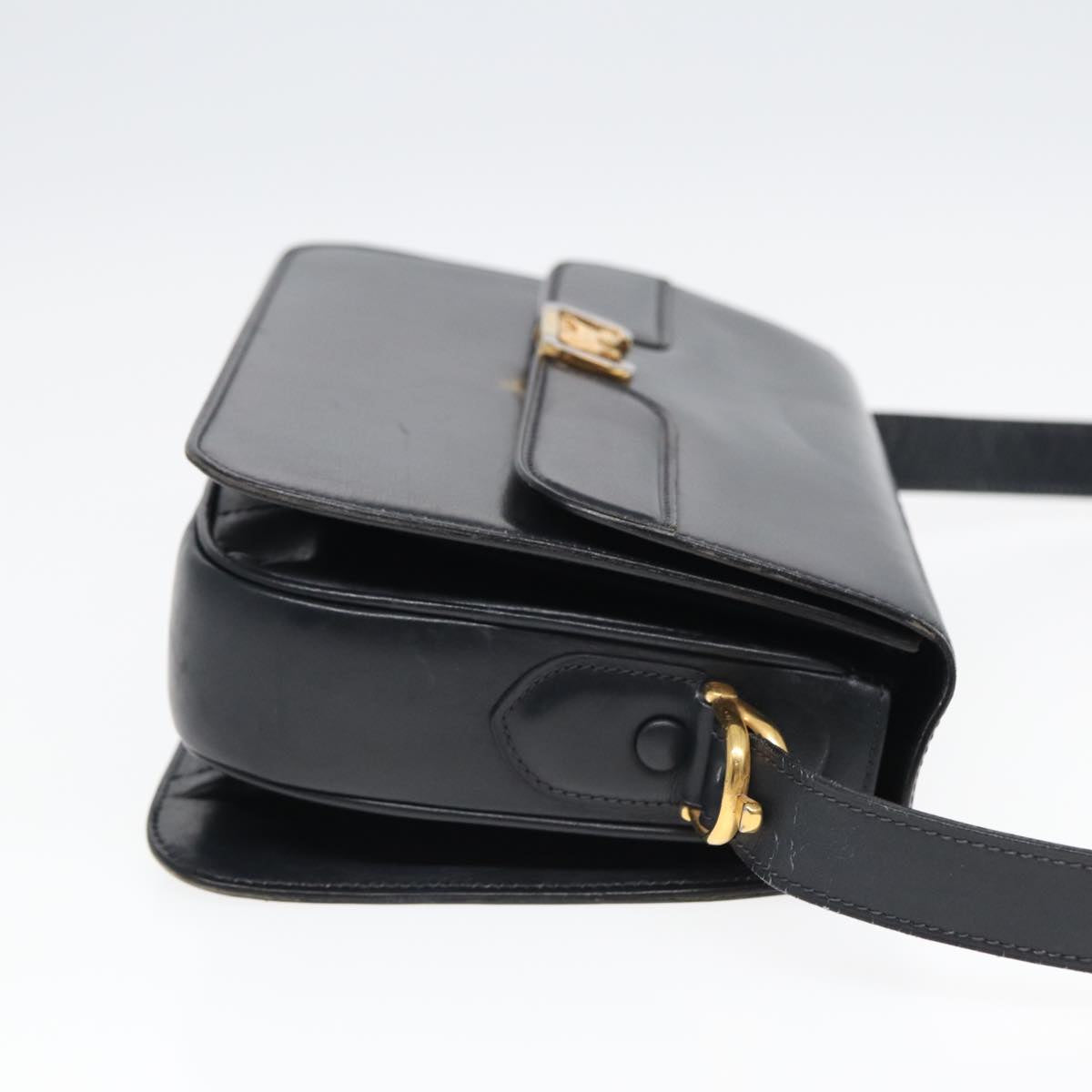 CELINE Shoulder Bag Leather Navy Auth 84758