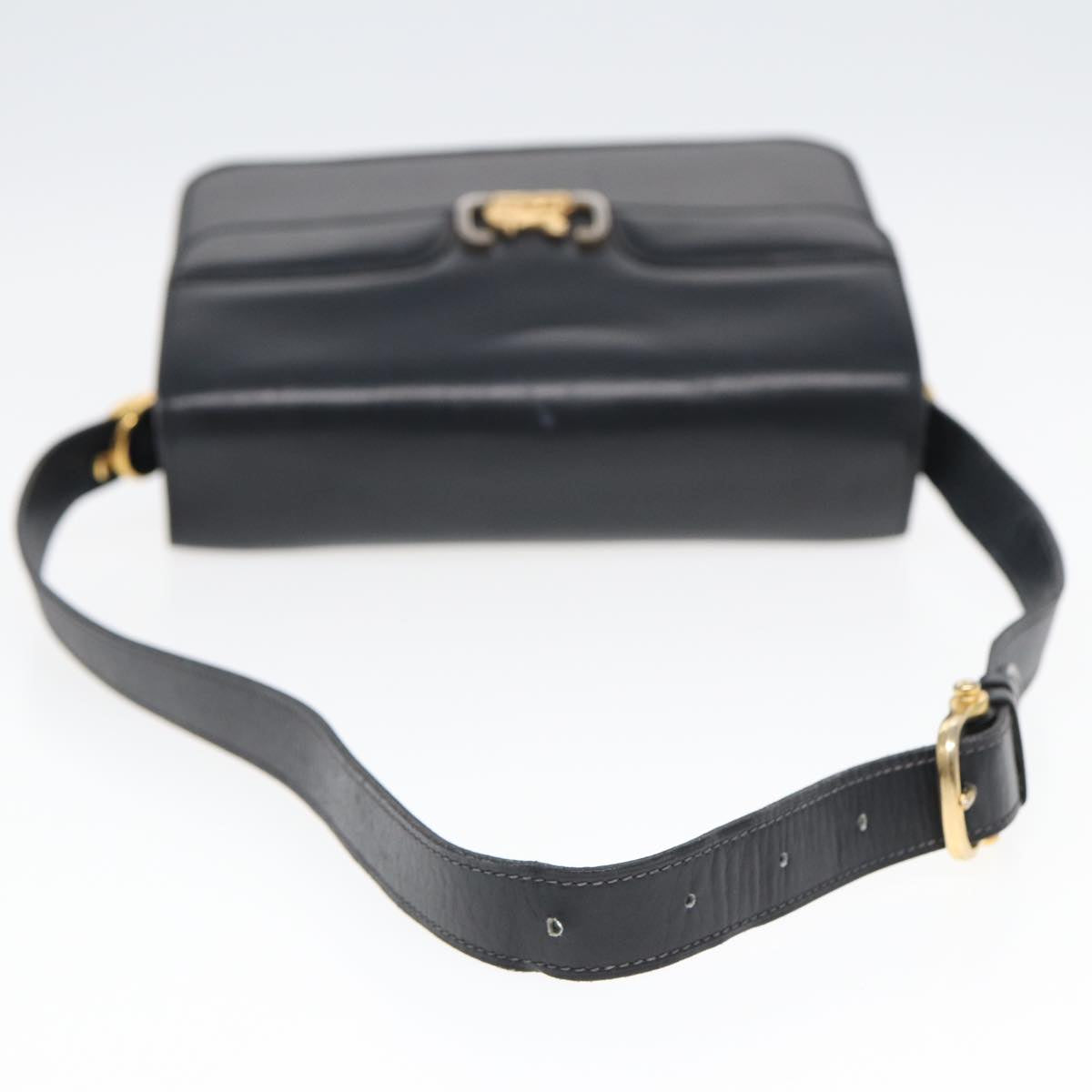 CELINE Shoulder Bag Leather Navy Auth 84758