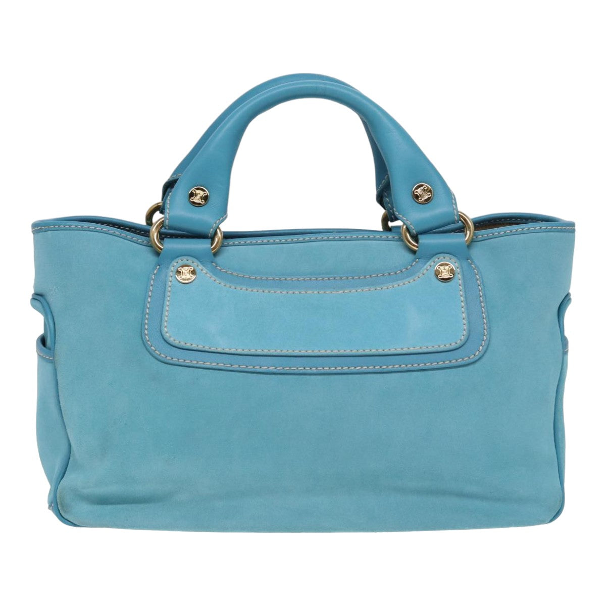 CELINE Hand Bag Suede Blue Auth 84759