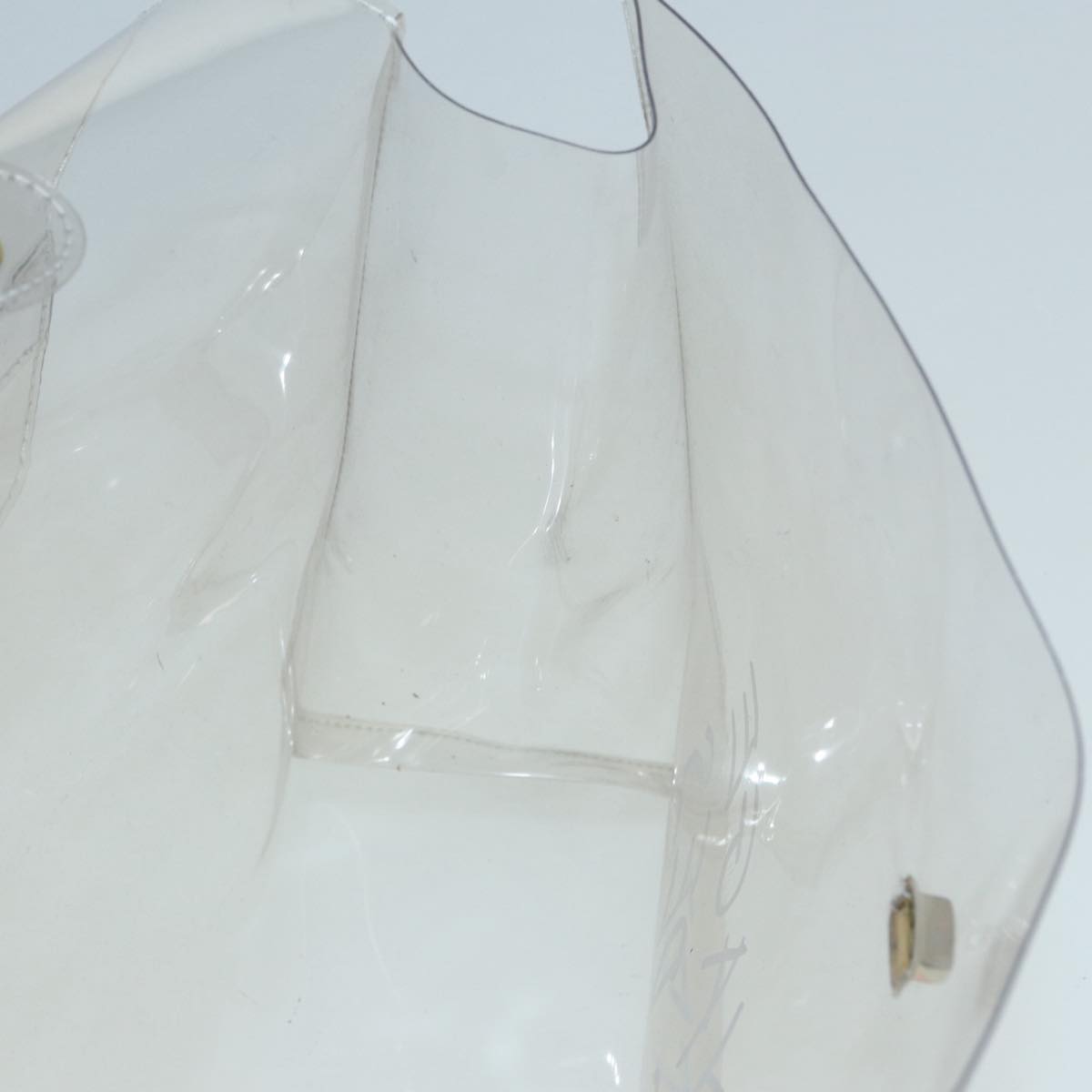 HERMES Vinyl Kelly Hand Bag Vinyl Clear Auth 84760