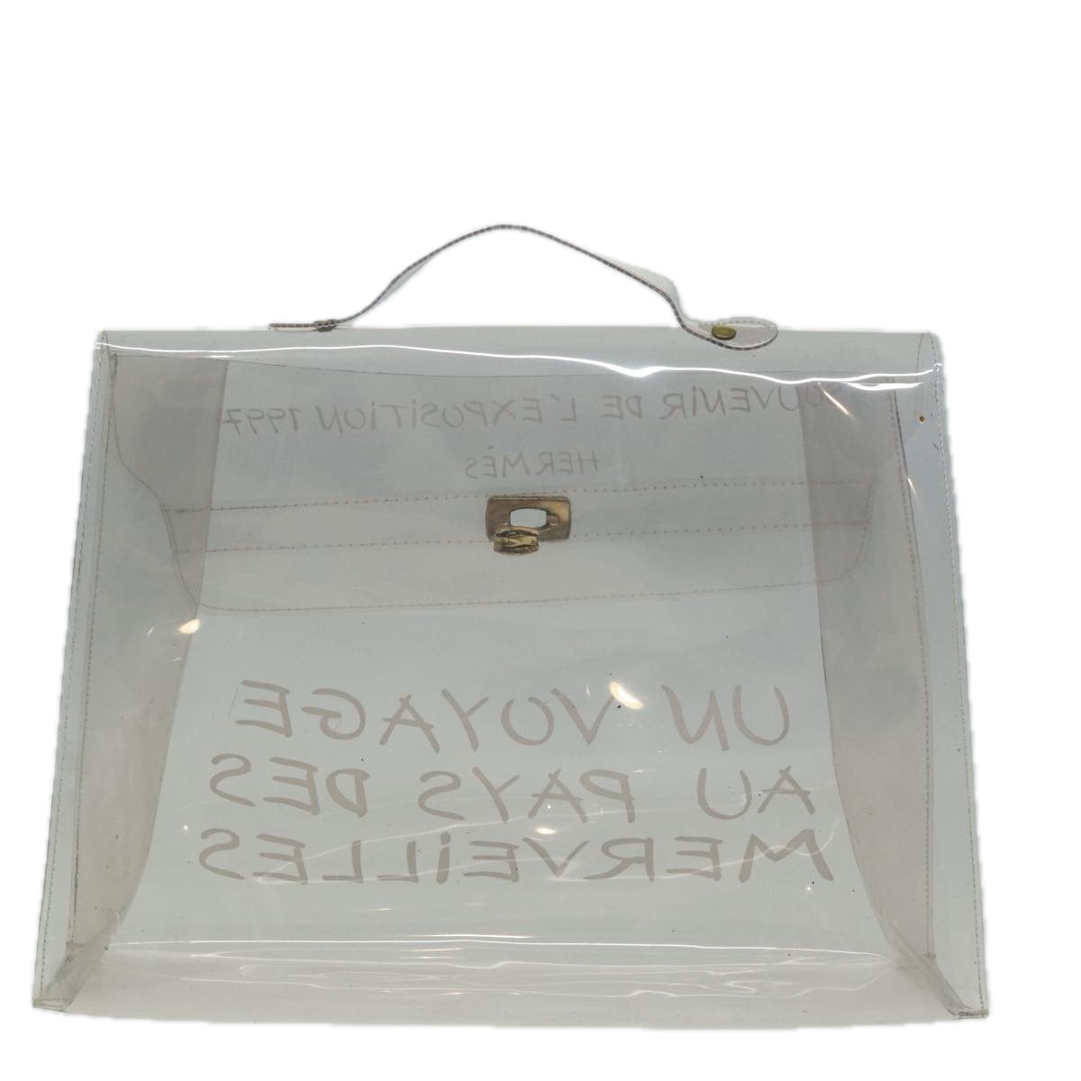 HERMES Vinyl Kelly Hand Bag Vinyl Clear Auth 84760 - 0