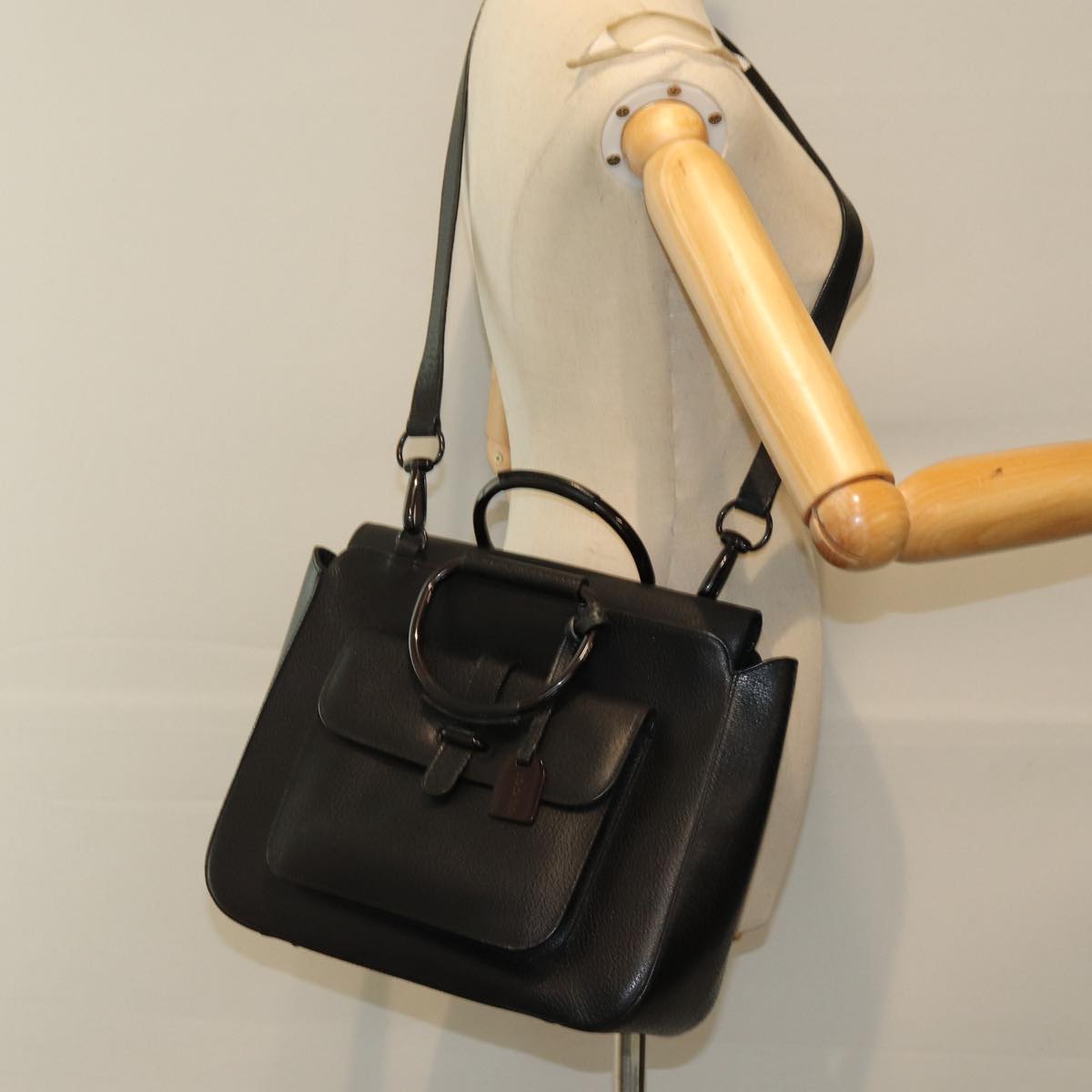 GUCCI Hand Bag Leather 2way Black 000 2058 0307 6 Auth 84764