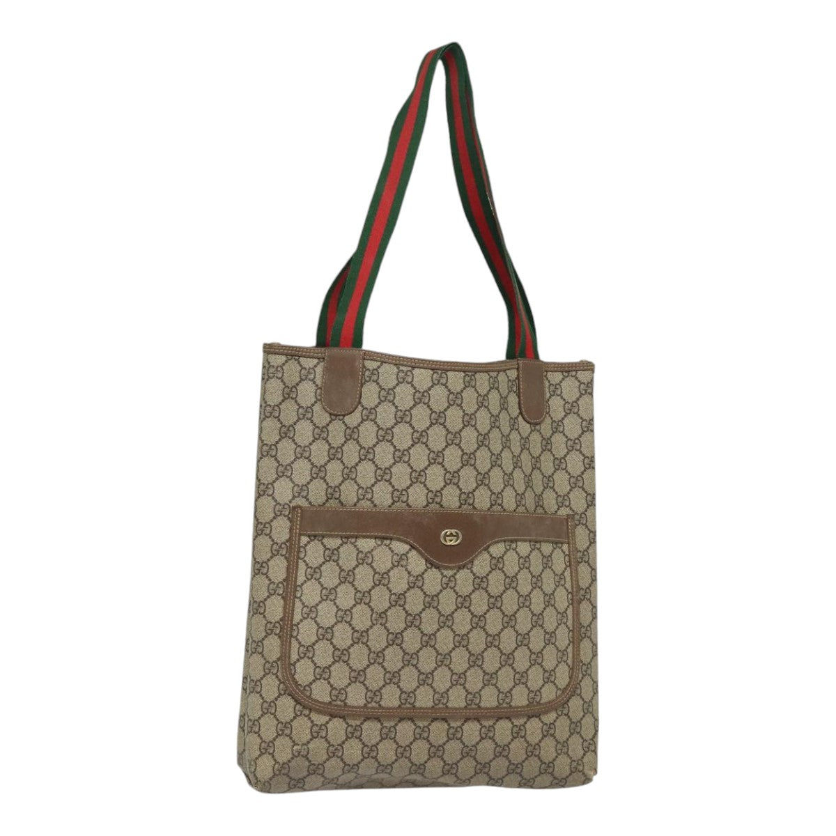 GUCCI GG Supreme Web Sherry Line Tote Bag PVC Beige 002 58 6487 4023 Auth 84768