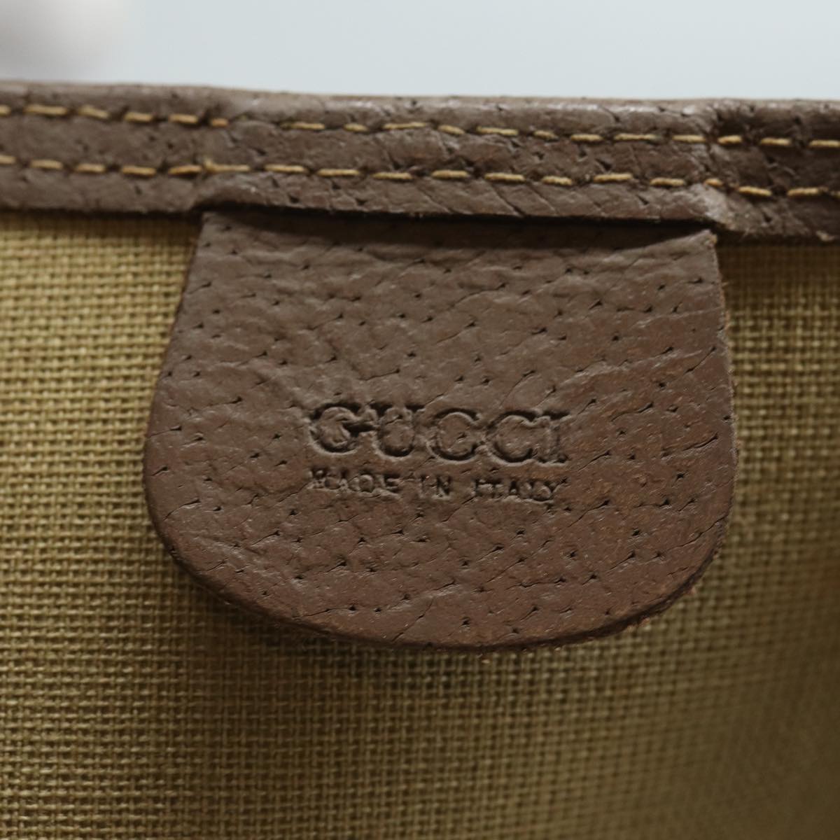 GUCCI GG Supreme Web Sherry Line Tote Bag PVC Beige 002 58 6487 4023 Auth 84768