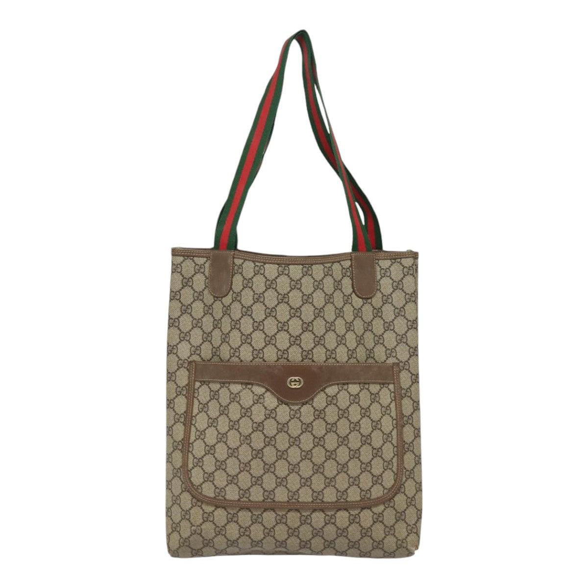 GUCCI GG Supreme Web Sherry Line Tote Bag PVC Beige 002 58 6487 4023 Auth 84768