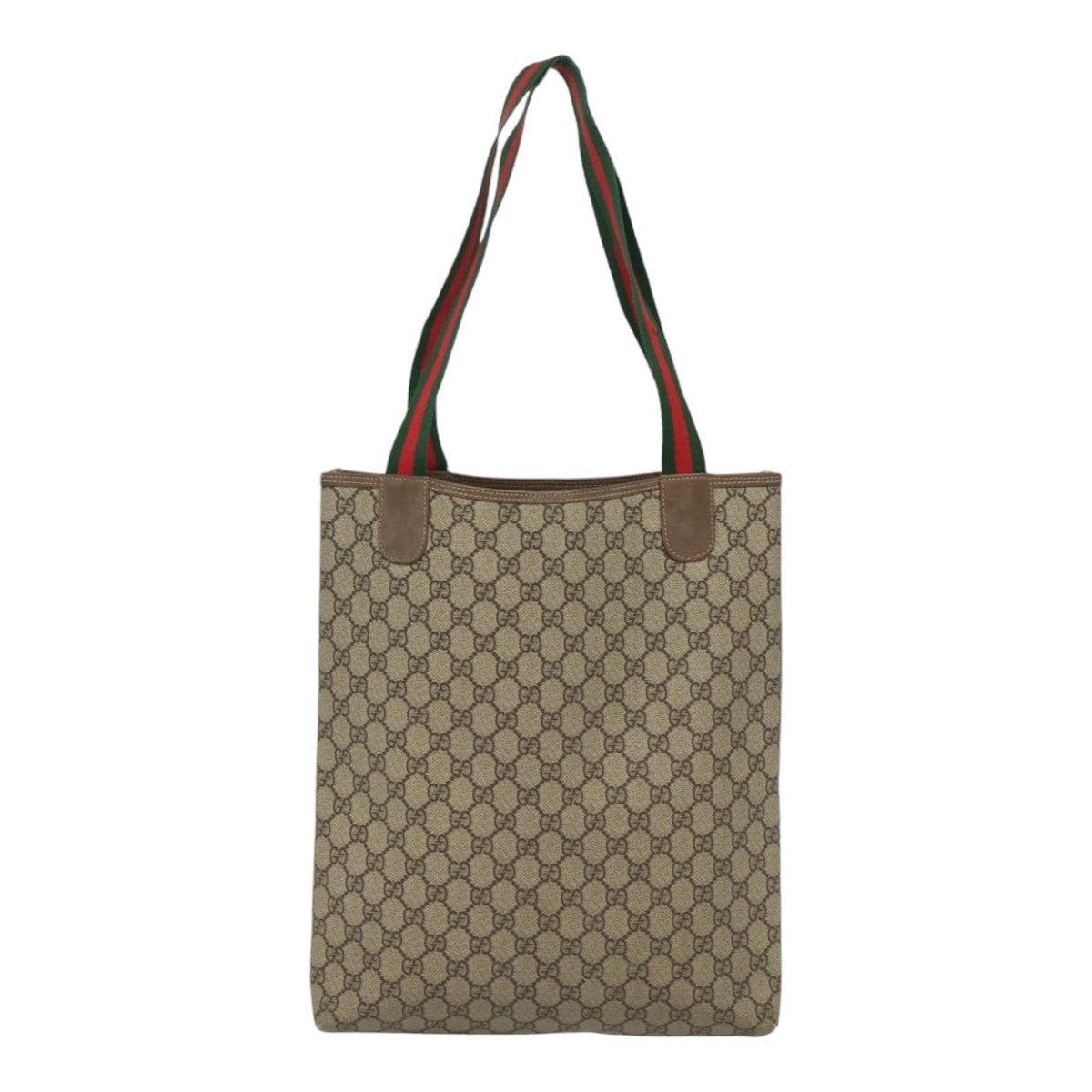 GUCCI GG Supreme Web Sherry Line Tote Bag PVC Beige 002 58 6487 4023 Auth 84768