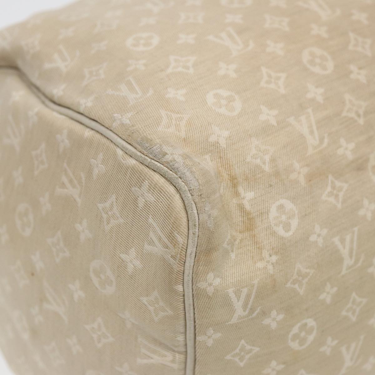 LOUIS VUITTON Monogram Mini Lin Speedy 30 Hand Bag White Dunne M95319 Auth 84780