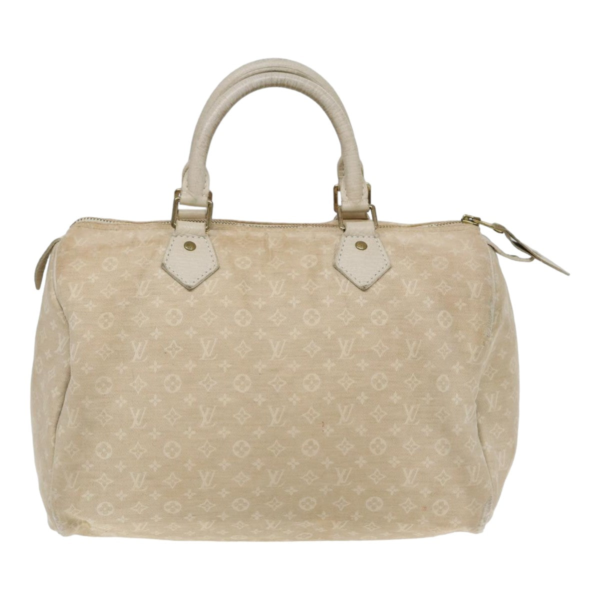 LOUIS VUITTON Monogram Mini Lin Speedy 30 Hand Bag White Dunne M95319 Auth 84780