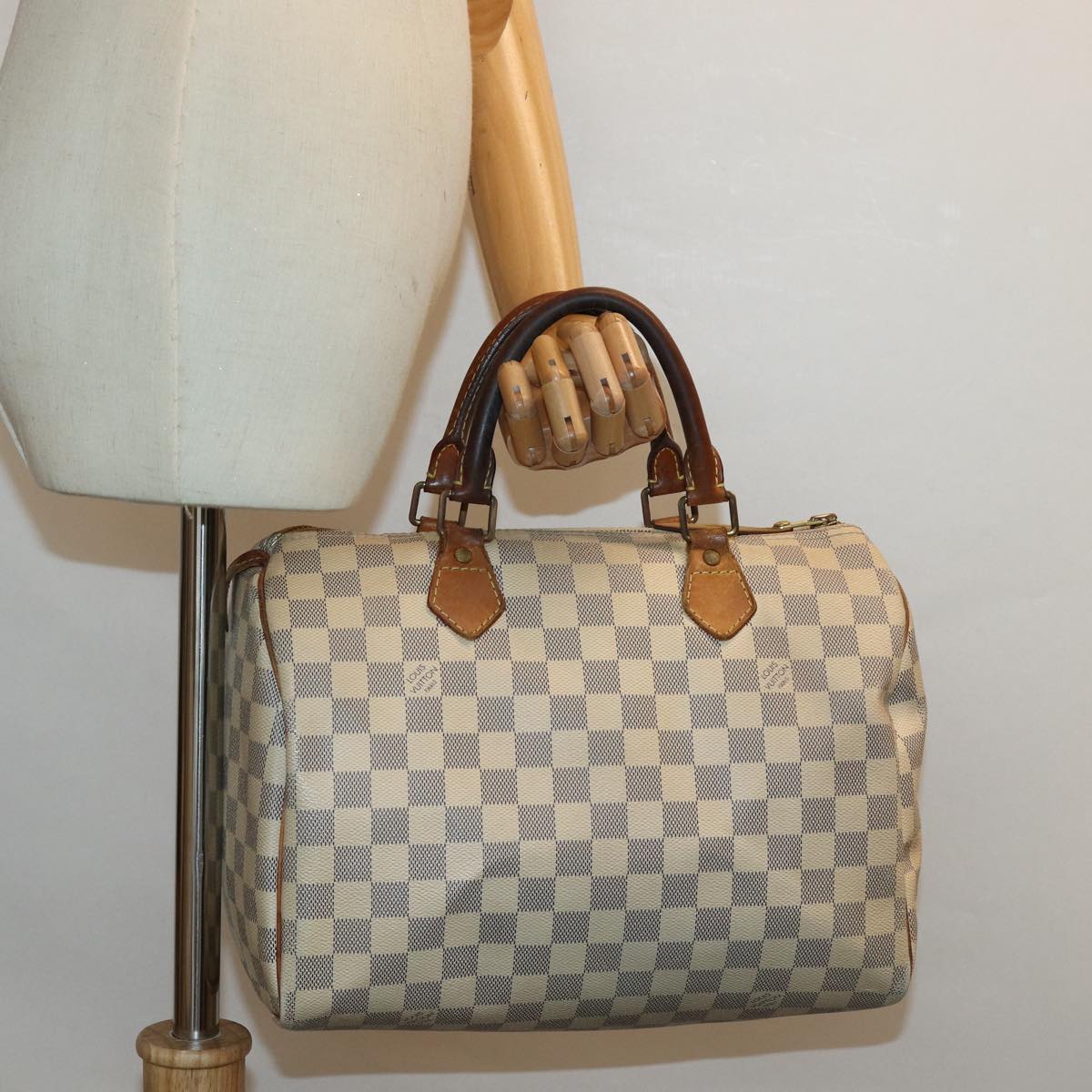 LOUIS VUITTON Damier Azur Speedy 30 Hand Bag N41533 LV Auth 84795