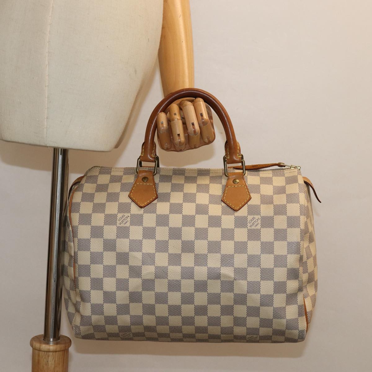 LOUIS VUITTON Damier Azur Speedy 30 Hand Bag N41533 LV Auth 84796