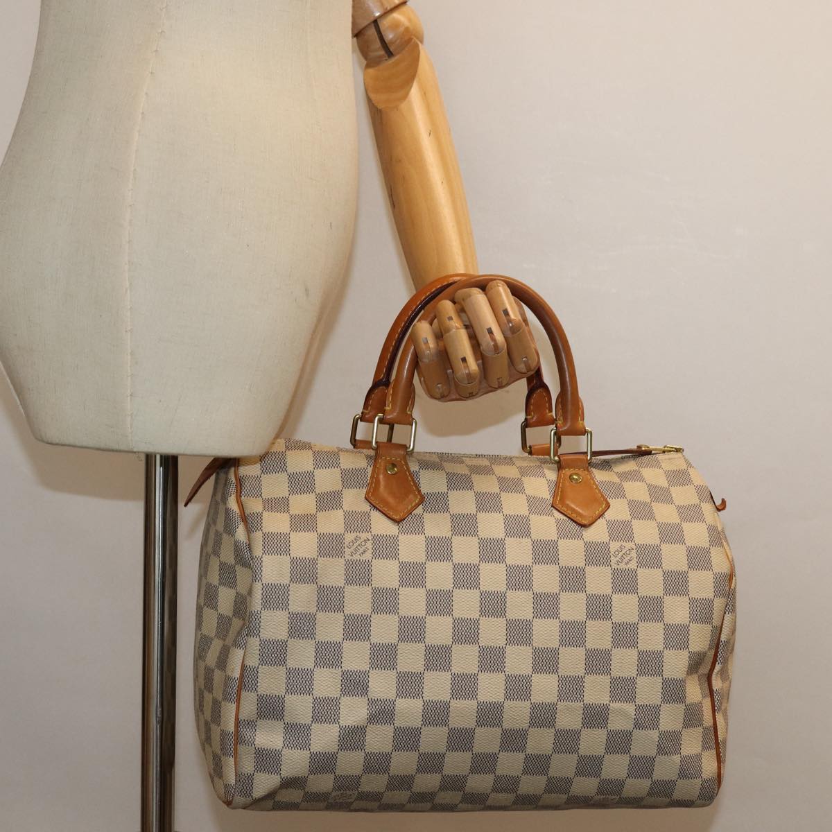 LOUIS VUITTON Damier Azur Speedy 30 Hand Bag N41533 LV Auth 84797