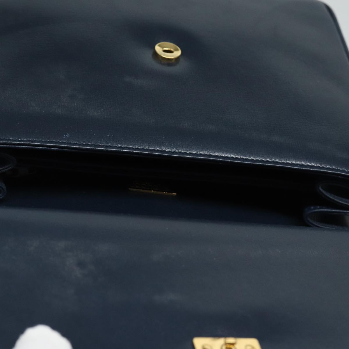 GUCCI Hand Bag Leather Navy Auth 84810