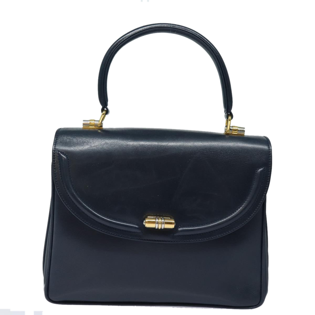 GUCCI Hand Bag Leather Navy Auth 84810