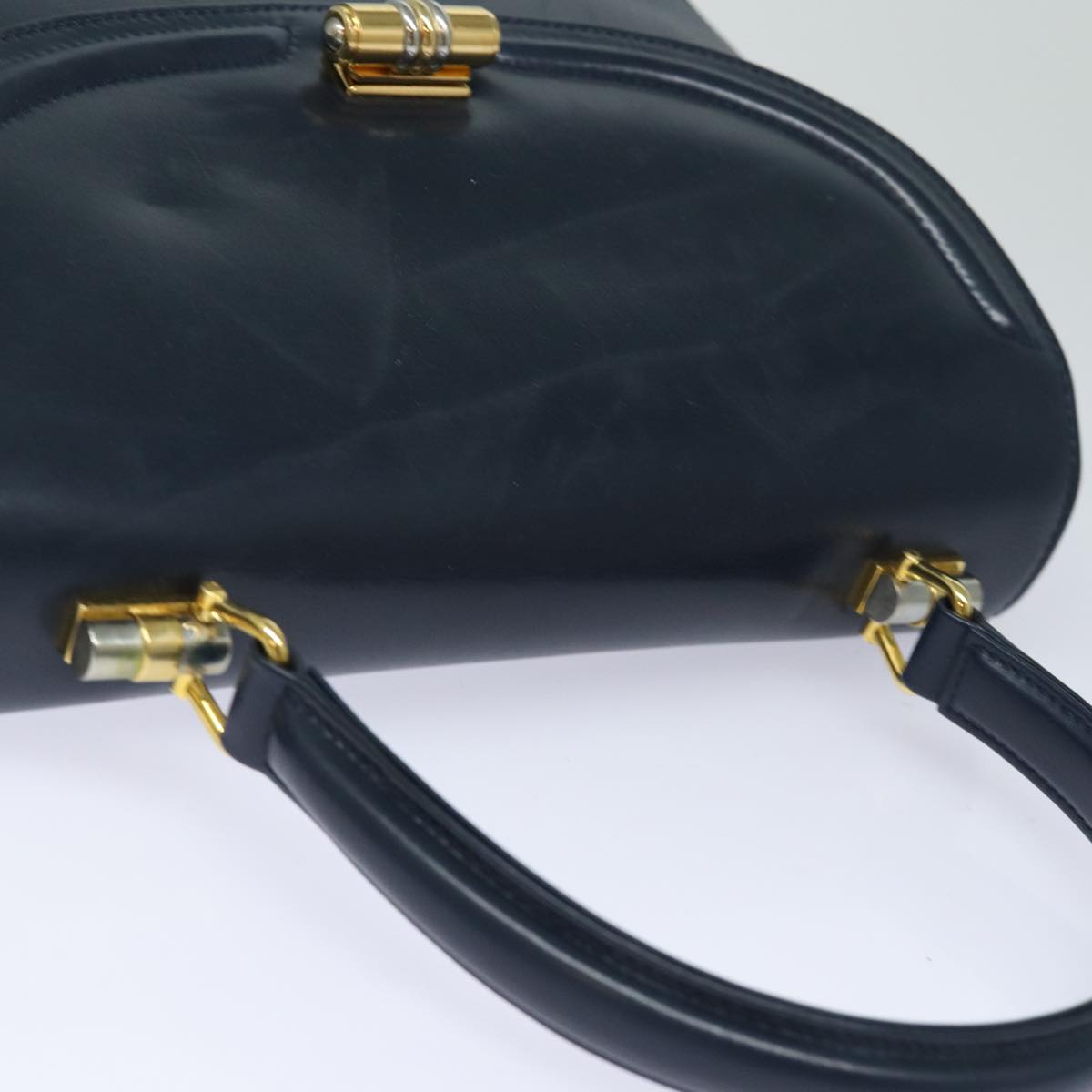 GUCCI Hand Bag Leather Navy Auth 84810