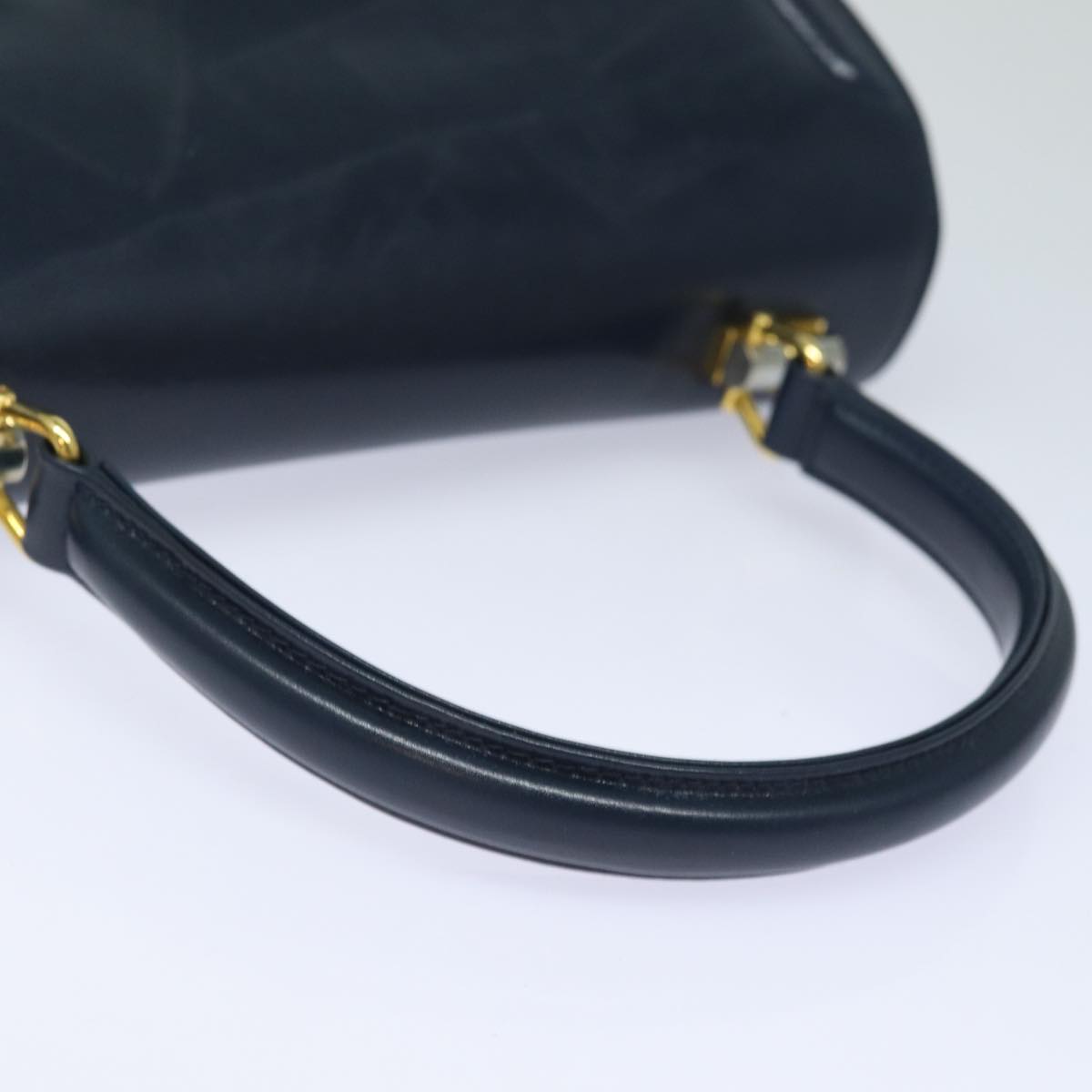 GUCCI Hand Bag Leather Navy Auth 84810