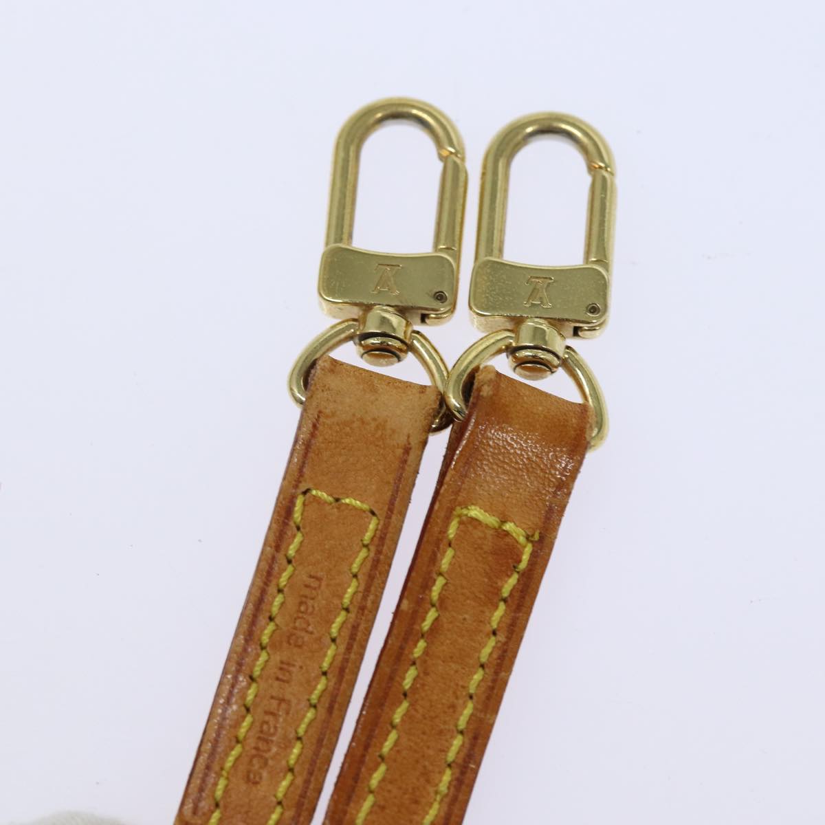 LOUIS VUITTON Shoulder Strap Leather 46.1"" Beige LV Auth 84815