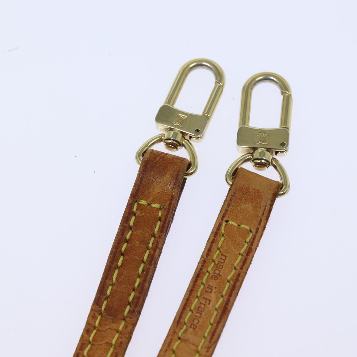 LOUIS VUITTON Shoulder Strap Leather 42.9"" Beige LV Auth 84819