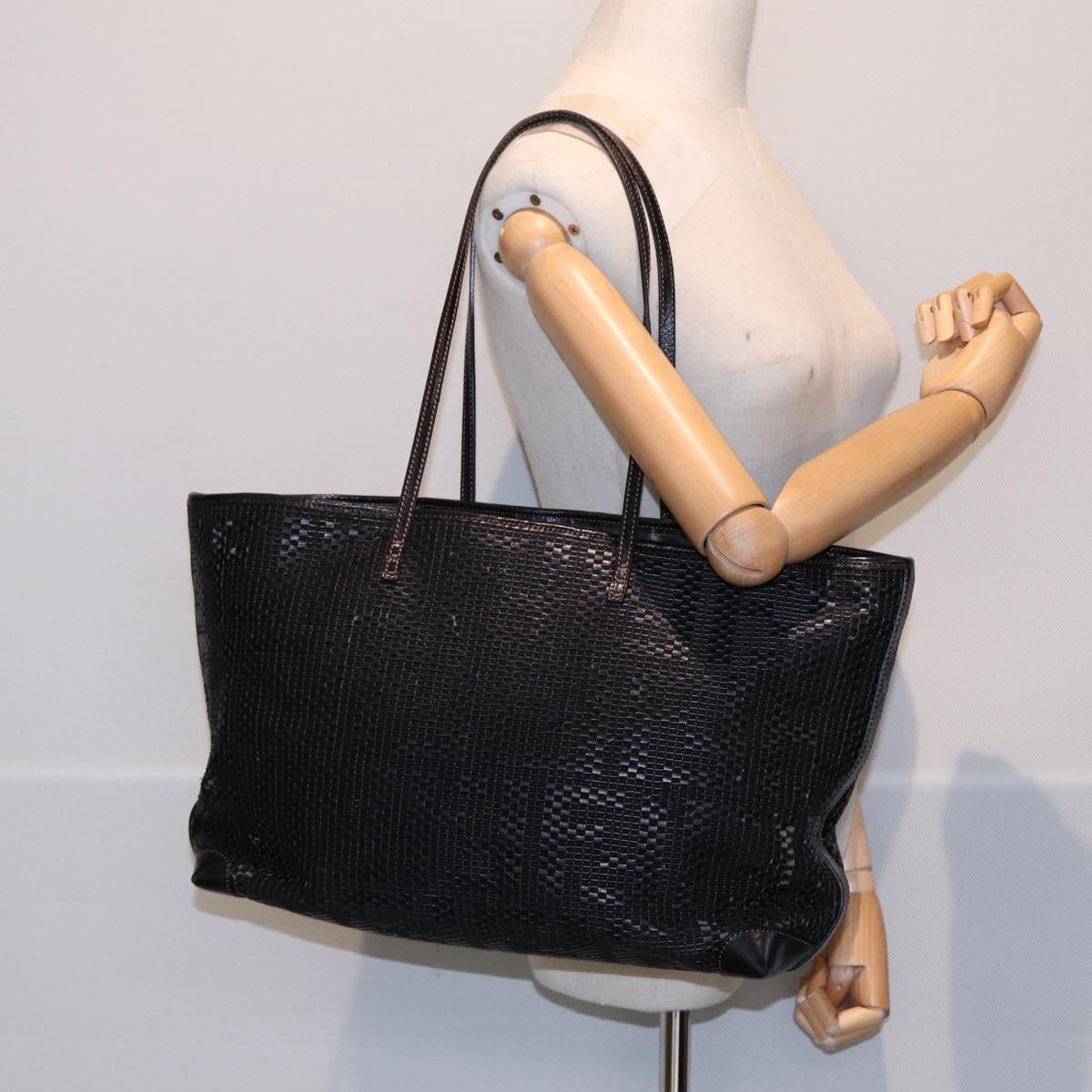 FENDI Tote Bag Leather Black Auth 84824