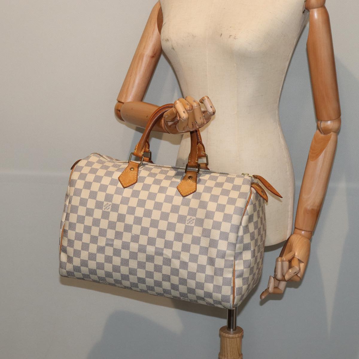 LOUIS VUITTON Damier Azur Speedy 35 Hand Bag N41535 LV Auth 84838