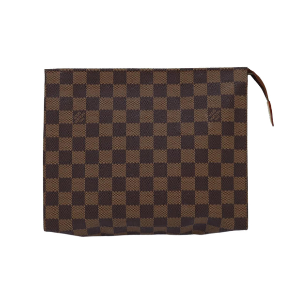 LOUIS VUITTON Damier Ebene Poche Toilette 26 Pouch N47543 LV Auth 84848