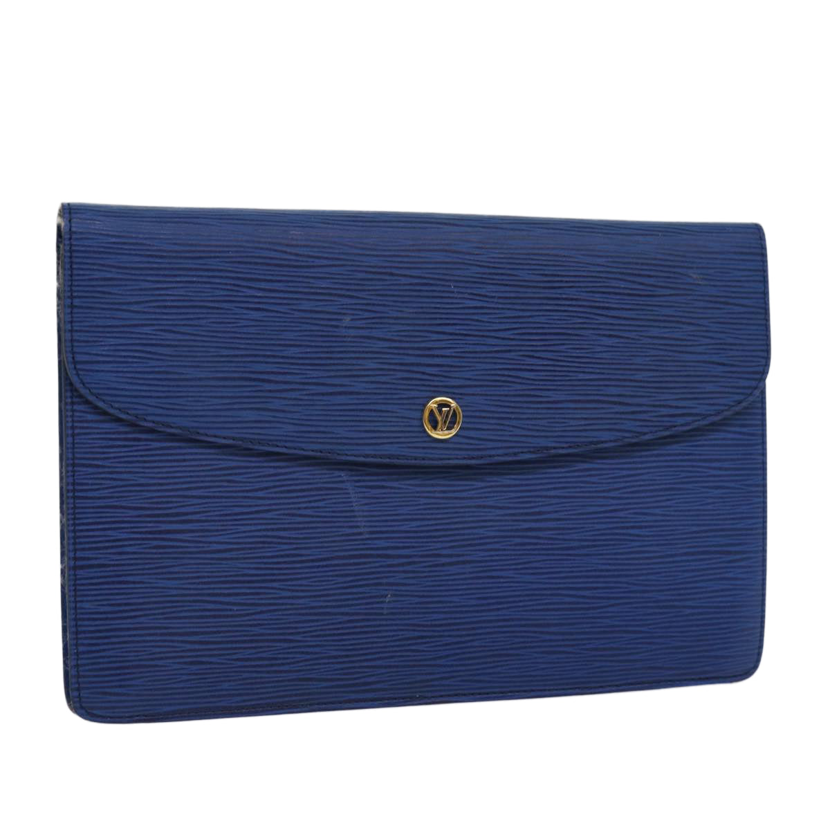 LOUIS VUITTON Epi Montaigne 27 Clutch Bag Blue M52655 LV Auth 84861