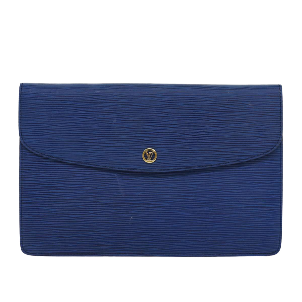 LOUIS VUITTON Epi Montaigne 27 Clutch Bag Blue M52655 LV Auth 84861