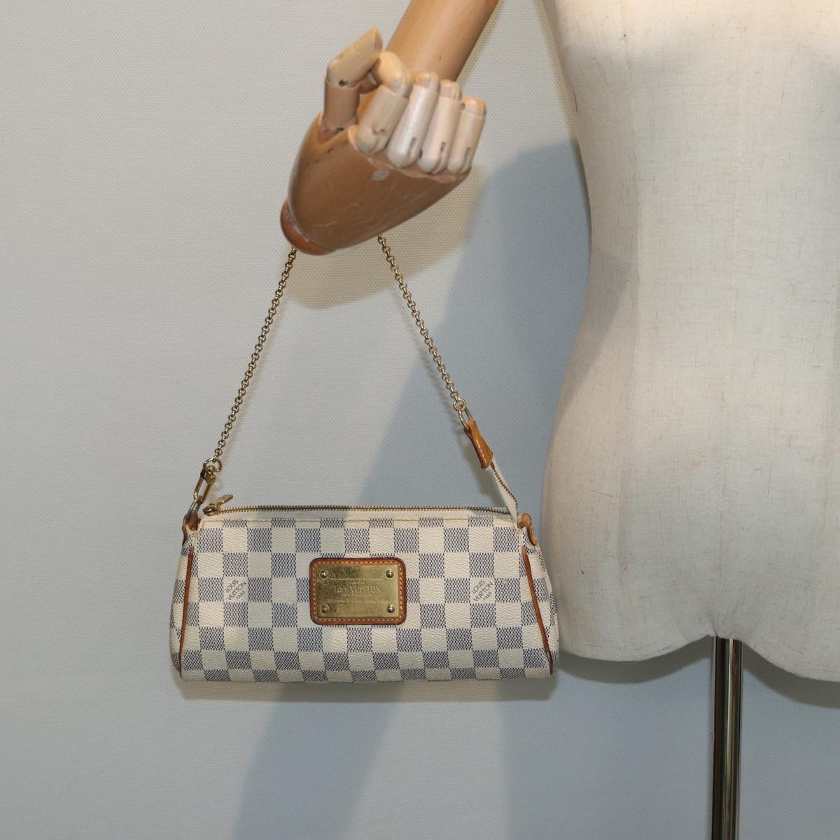 LOUIS VUITTON Damier Azur Eva Shoulder Bag 2way N55214 LV Auth 84875