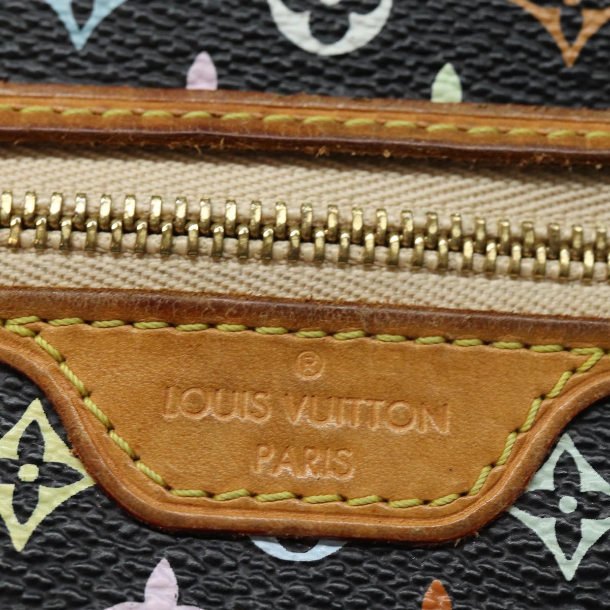 LOUIS VUITTON Multicolor Pochette MM Coin Purse Black M60031 LV Auth 84889