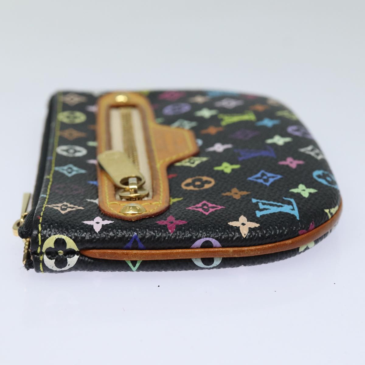 LOUIS VUITTON Multicolor Pochette MM Coin Purse Black M60031 LV Auth 84889